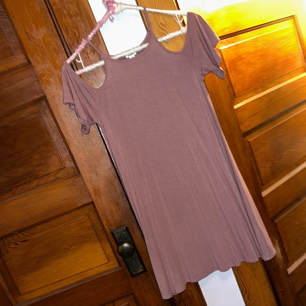 Garage peek a boo shoulder dress